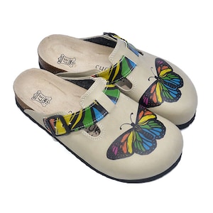 Anatomical Clogs, COLORING BUTTERFLY Themed Professional Woman Clogs, Traveler Clogs