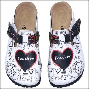 Teacher Themed Leather Clogs: Comfortable Women's Shoes
