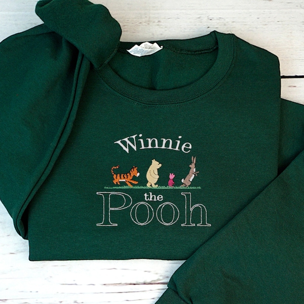 Classic Winnie The Pooh Embroidered Sweatshirt, Adult Unisex Crewneck