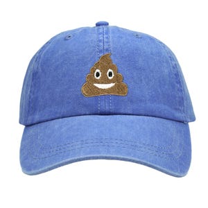 Poop Emoji Embroidered Dad Hat, Adjustable Cotton Twill, Pigment Dyed