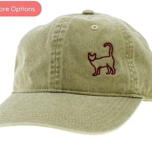 Embroidered Cat Dad Hat, Adjustable Cotton Twill, Pigment Dyed