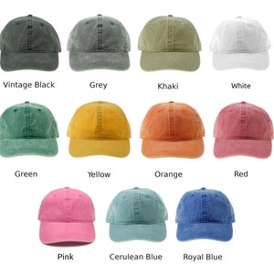 a group of six hats with different colors