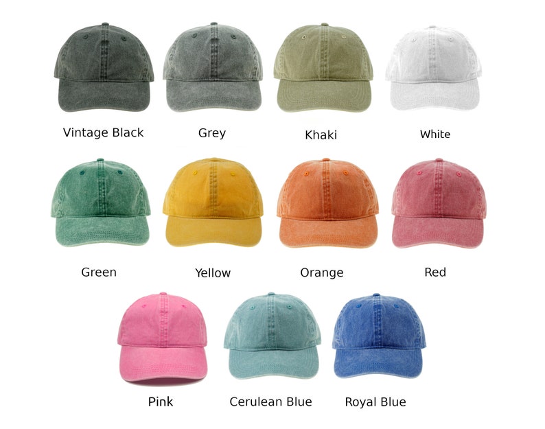 a group of six hats with different colors