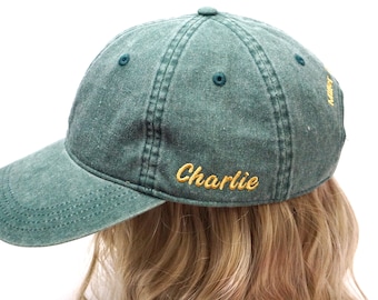 Embroidery Text Add-on | Add Custom Text to any of our hat designs | Side, Front, or Back of Caps