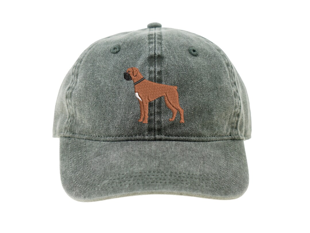 Boxer Dog Embroidered Hat Adjustable Cotton Twill Pigment Etsy