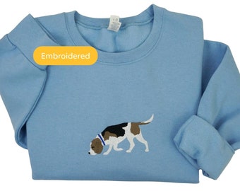Beagle Dog Embroidered Sweatshirt - Adult Unisex, Crew Neck Fleece