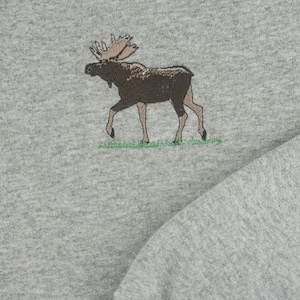 Embroidered Moose Sweatshirt, Embroidered Adult Crew Neck, Unisex Fleece image 2