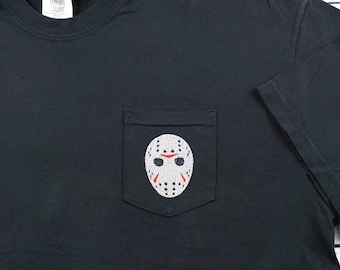 Embroidered Hockey Mask Shirt, Comfort Colors Garment-Dyed Tee