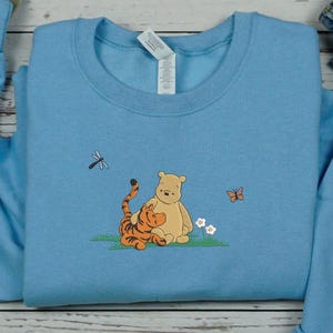 Classic Pooh & Tigger Embroidered Sweatshirt, Winnie the Pooh Adult Unisex Crewneck