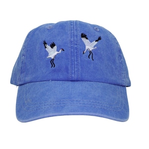 Bonnet pour papa brodé Crane Bird, sergé de coton réglable, teinture pigmentée