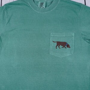 Embroidered Labrador Retriever Dog Pocket Tee, Comfort Colors Vintage Style Garment-Dyed T-Shirt, Unisex Adult