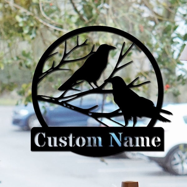 Custom Ravens Metal Wall Art Black Crow Name Sign Black Crow Sign Crow Sign Decoration For Room Ravens Wall Art Housewarming gift