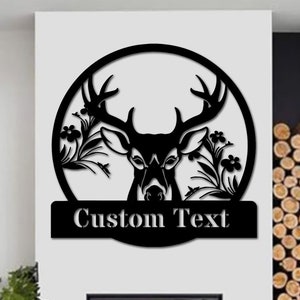Deer Sign Deer Head Metal Wall Art Personalized Cabin Sign Deer Name Sign Hunter Gift Customized Deer Hunter Gift Camping Sign