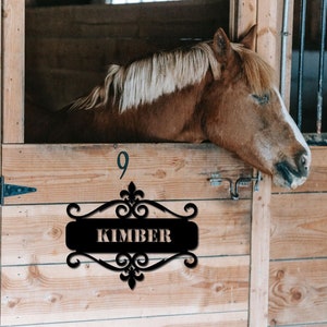 Personalized  Horse Name Sign Horse Stall Name Plate Horse Stall Sign Horse Farm Sign Outdoor Barn Decor Name Metal Sign Horse Wall Decor