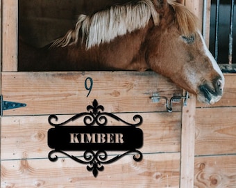 Personalized  Horse Name Sign Horse Stall Name Plate Horse Stall Sign Horse Farm Sign Outdoor Barn Decor Name Metal Sign Horse Wall Decor