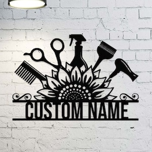 Personalized Hair Dresser Name Sign,Hair Salon Metal Sign,Custom Hair Stylist Metal Wall Art,Barber Shop Metal Wall Decor,Hair Stylist Gift