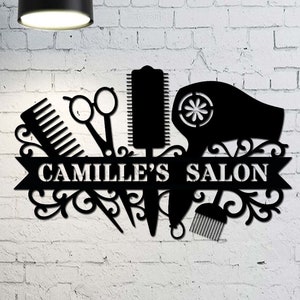 Barber Shop Metal Wall Art Personalized Barber Shop Metal Sign Custom Hair Dresser Sign Barber Name Sign Hairdresser Gift