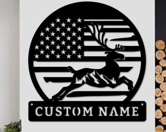 Personnalisé Cabin Sign Outdoor Deer Metal Wall Art Cabin Decor Deer Hunter Sign Hunter Gift Custom Last Name Door Hanger Camping Sign