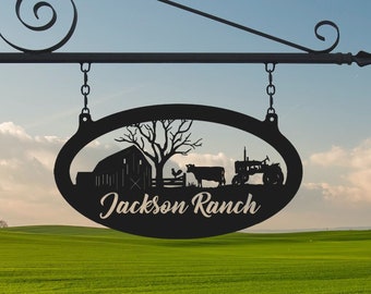 Custom Metal Ranch Sign Metal Barn Sign Name Sign Metal Farm Sign Metal Wall Hanging Metal Farmhouse Decor Gift For Farmer