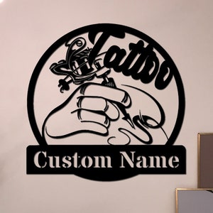 Custom Tattoo Sign Tattoo Shop Metal Wall Art Personalized Ink Studio Name Sign Home Decor Man Cave Decor Tattoo Business Sign Outdoor