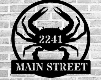 Custom Maryland Crab Metal Wall Art Crab Address Plaque Maryland Crab House Address Sign Crab Family Name Sign Home Decor Indoor Outdoor