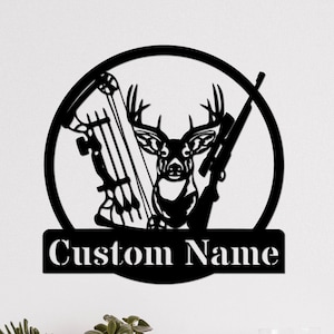Personalized Deer Hunting Metal Signs Metal Deer Sign Deer Wall Decor Deer Hunter Sign Custom Metal Name Sign Deer Hunter Gift Mancave Decor