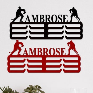 Custom Hockey Medal Holder Personalized Hockey Medal Hanger Hockey Medal Display Hockey Player Name Medal Display Rack for Awards