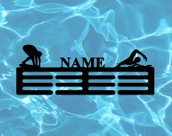 Soporte personalizado para cintas de natación, soporte para medallas de natación, colgador de medallas, 12 peldaños para medallas y cintas, exhibidor de medallas de natación y clavados, regalos de natación