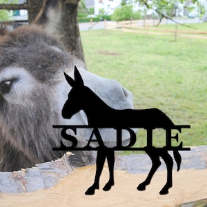 Personalized Donkey Stall Name Plate Donkey Metal Sign Custom Donkey Stable Name Plaque for Farm Barn Sign Donkey Name Plate