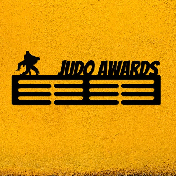 Benutzerdefinierte Judo-Medaillenhalter Judo-Medaillen-Aufhänger mit Namen, 12 Sprossen für Medaillen und Bänder, Judo-Medaillen-Display-Preisanzeige