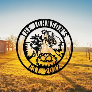 Hühnerstall Zeichen personalisiert, Hen House Coop Zeichen, unser kleines Coop Zeichen, Metall Hühnerstall Zeichen, kundenspezifisches Hühnerstallzeichen, frische Eier Zeichen