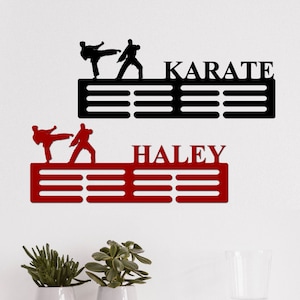Custom Metal Karate Medal Holder Karate Medal Hanger Medal Display Medal Holder with Name Display Rack for Awards Ribbon Holder Home Decor