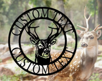 Personalisiertes Hirsch-Jagd-Zeichen Metall-Hirsch-Schild Hirsch-Jäger-Zeichen Outdoor-Jäger-Geschenk kundenspezifische Hirsch-Namen-Metallschild-Türaufhänger-Camping-Schild