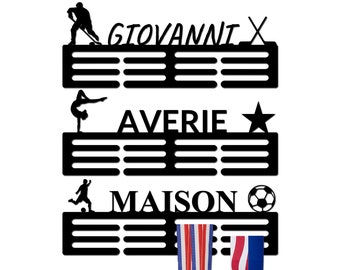 Porta medaglie personalizzato: espositore per premi sportivi in metallo a 12 pioli