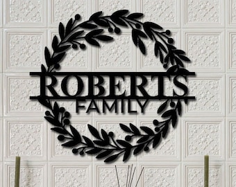 Custom Family Name Sign Last Name Sign for Wall Family Signs Wall Decor Wreath Door Hanger Housewarming Gift Wedding Gift