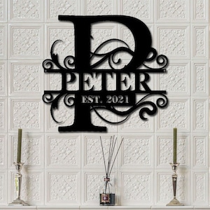 Custom Last Name Sign for Wall Established Family Sign Monogram Wall Decor Monogram Sign Family Name Sign Metal Housewarming Gift
