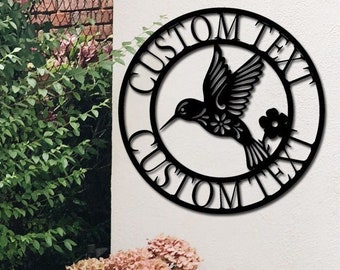 Hummingbird Sign Metal Personalized Hummingbird Metal Wall Art Hummingbird Metal Sign for Garden Outdoor Decor Hummingbird Gift