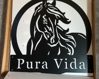 Custom Metal Horse Name Sign, Personalized Horse Farm Metal Sign, Horse Wall Art, Horse Barn Wall Decor, Farmhouse, Barn, Ranch Sign