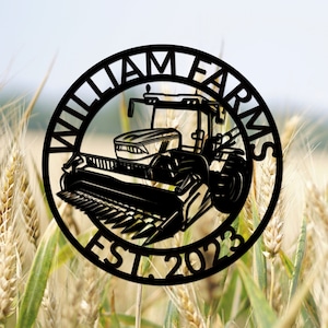 Harvester Farm Tractor Metal Wall Art, Custom Harvester Metal Sign, Harvester Farm Wall Hanging Decoration Farmer Gift Idea