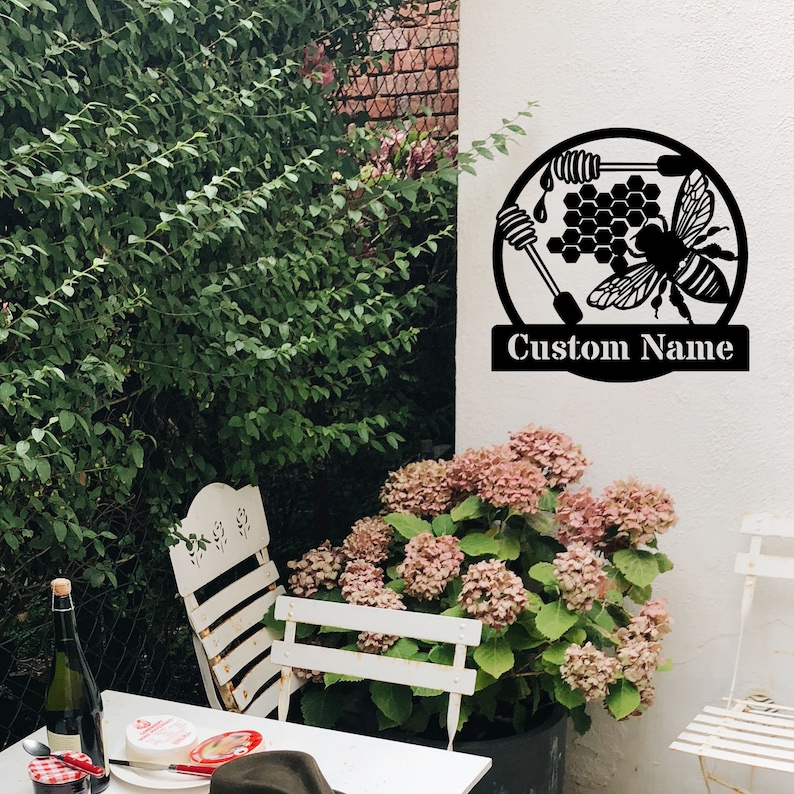 Custom Bee Metal Wall Art Honey Bee Metal Sign Honey Bee Sign Etsy