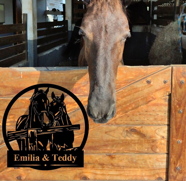 Personalized Horse Sign Horse Stall Sign Horses Farm Metal Sign Horse ...