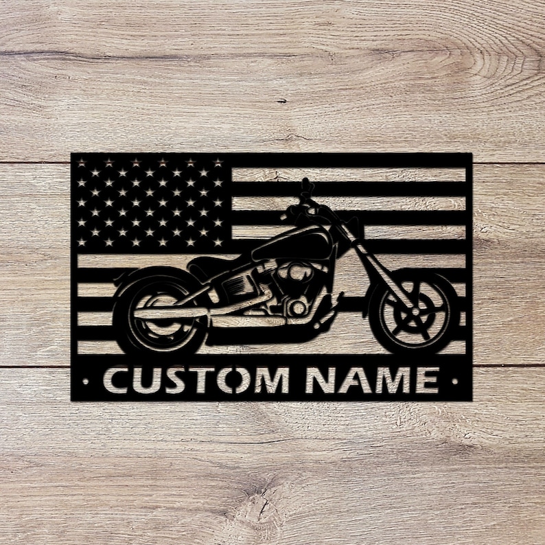 Custom Motorcycle Metal Wall Art Harley Davidson USA Flag Art Etsy
