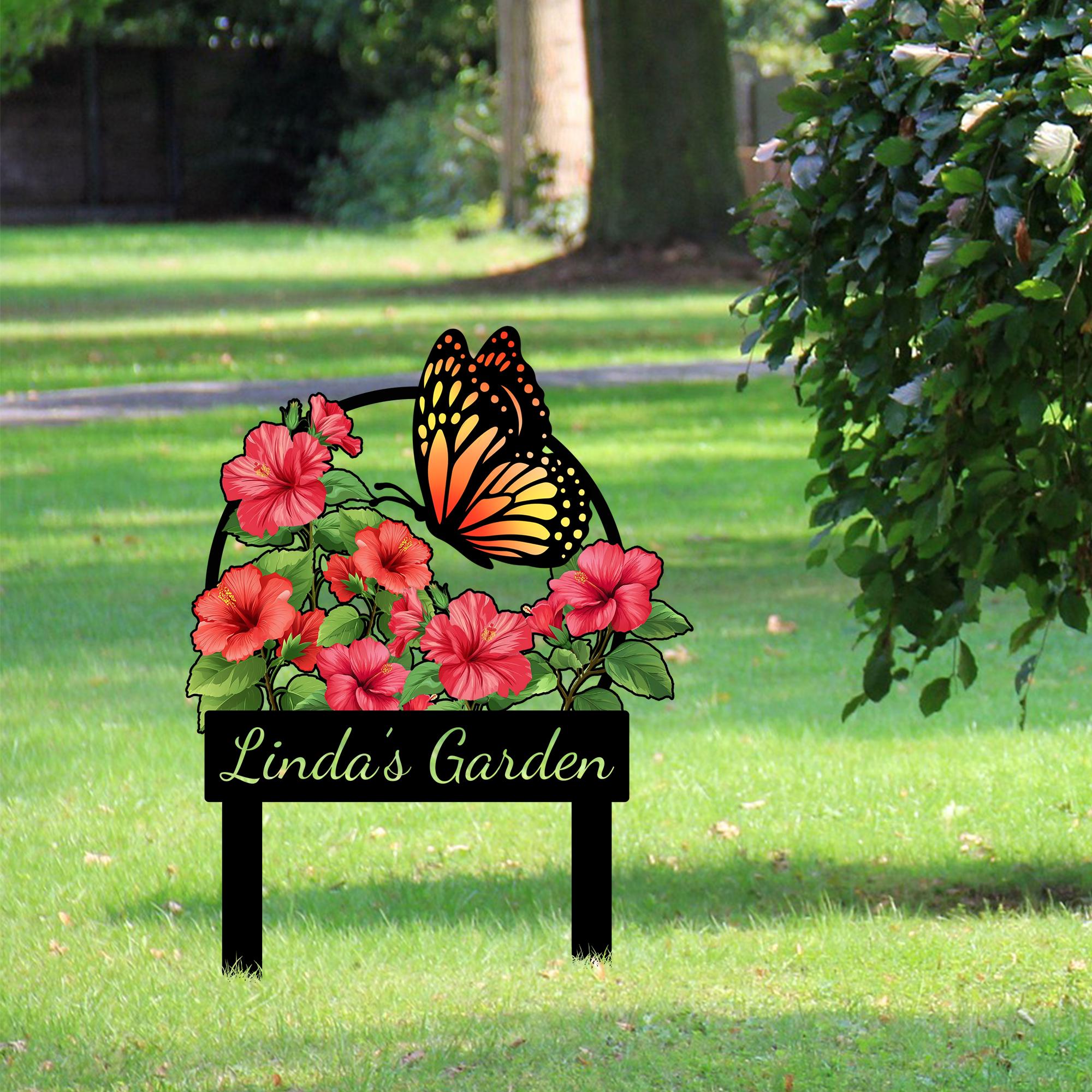 Personalized Metal Flower Garden Sign With Stake: Custom Yard Decor ...