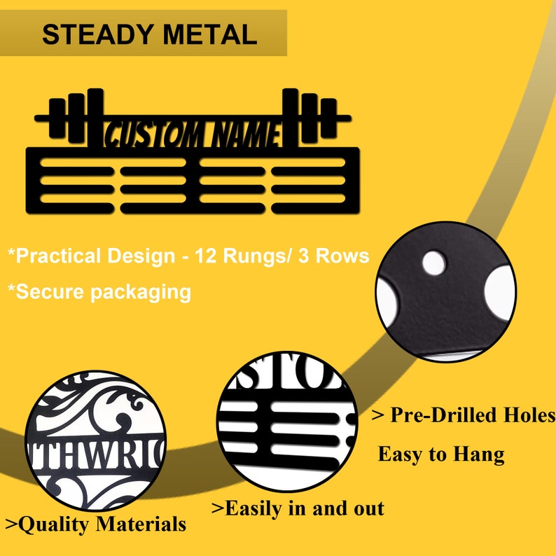 Powerlifting Medal Hanger Powerlifting Medal Holder 12 Rungs for Medals ...