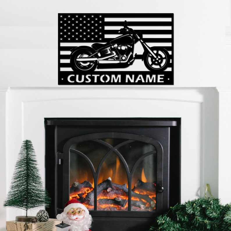 Custom Motorcycle Metal Wall Art Harley Davidson USA Flag Art Etsy