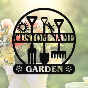 Benutzerdefinierte Metall Gartenschild Garten Wand Kunst Garten Dekor Benutzerdefinierte Gärtner Namensschild Metall Schild für Garten Muttertag Geschenk Metall Yard Decor