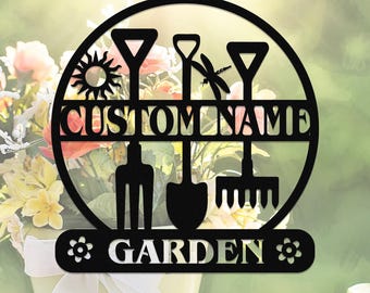 Custom Metal Garden Sign Garden Wall Art Garden Decor Custom Gardener Name Sign Metal Sign for Garden Mother's Day Gift Metal Yard Decor