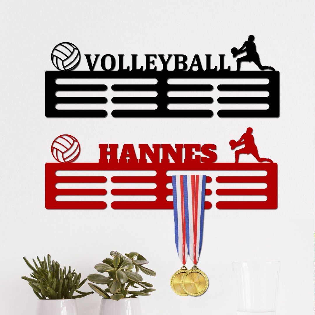 Volleyball Medal Hanger Custom Volleyball Medal Holder , 12 Rungs for Medals & Ribbons