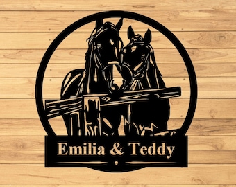 Personalized Horse Sign Horse Stall Sign Horses Farm Metal Sign Horse Name Sign Custom Barn Sign Ranch Sign Horse Barn Decor