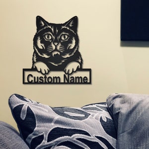 Personalized Cat Metal Wall Art Cat Sign Cat Name Sign Decoration British Shorthair Cat Decor Cat Metal Sign Home Decor Gift for Cat Lover